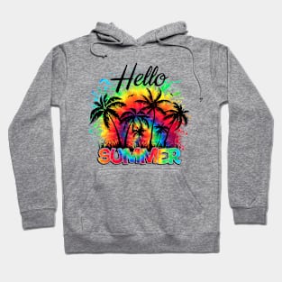 Hello Summer Tie Dye Summer Beach Vacation Kids Women Hoodie